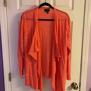 Lane Bryant Coral Waterfall Open Front Cardigan